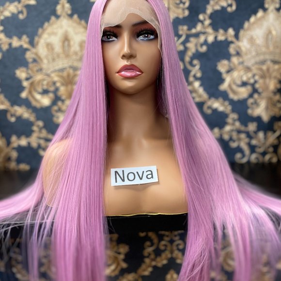 Lavender Human Hair Blend Wig - Picture 1 of 3